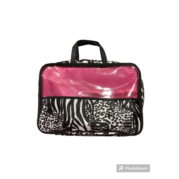 Caboodles Black White Jungle Print Cosmetic Makeup Bag SEE READ - Picture 1 of 12